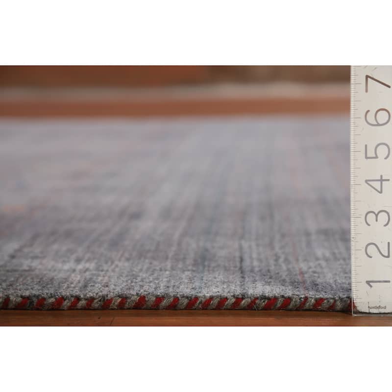 Hand Knotted Oriental 100% Wool Carpet Tribal Animal Pictorial Greys & Charcoal Gabbeh Area Rug - 9' 6'' X 7' 11''