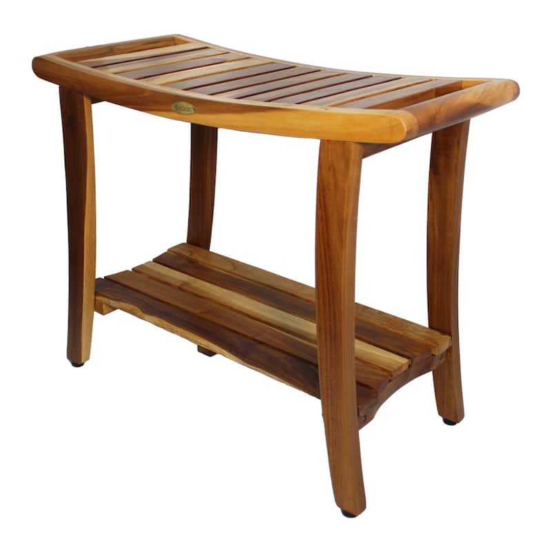EcoDecors Harmony EarthyTeak 30" Teak Wood Shower Bench - 30 W x 24 T x 14 D