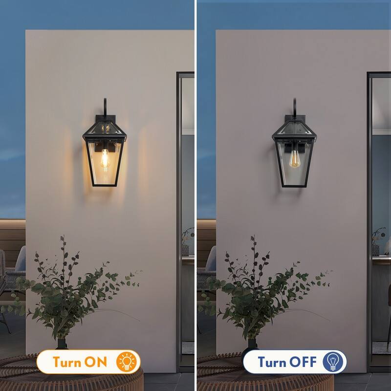 16.5'' Outdoor Wall Sconce With Clear Glass Shade For Porch, Patio, Garage, And Entryway (Set Of 2)