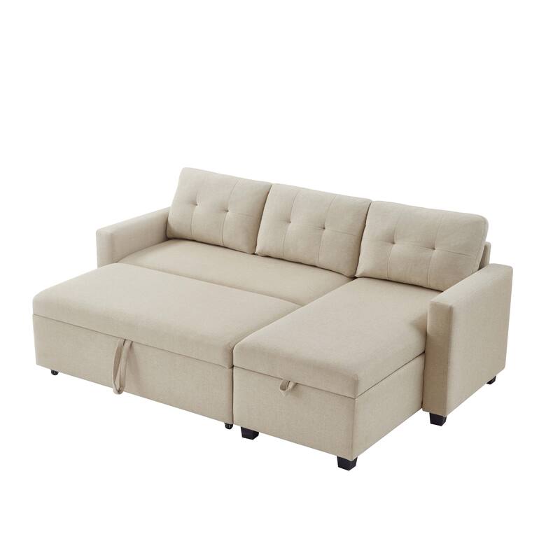 GDFStudio - Ethan Modern Pull-Out Sectional Sofa with Storage Chaise and Reversible Layout