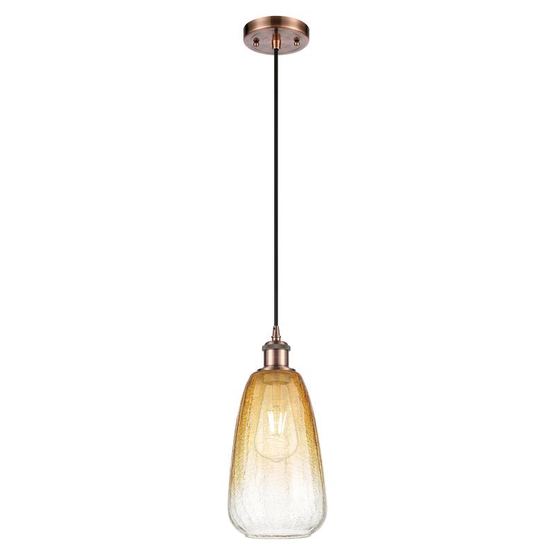 Innovations Lighting Endless Possibilities Ballston - Brookhaven Almond - 1 Light 6" Cord Hung Mini Pendant - Antique Copper/Amber