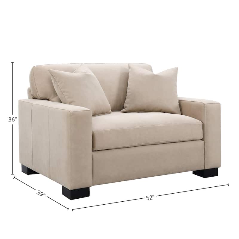 Dexter 52" Double Accent Chair with 2 Pillows, Taupe
