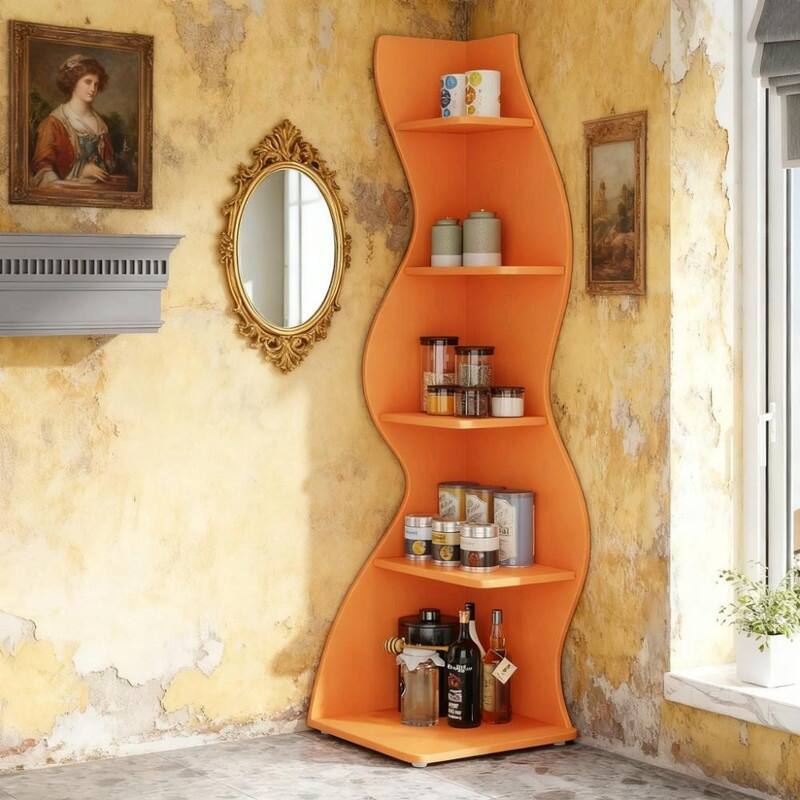 5-Tier Corner Wall Bookshelf - Storage Rack and Plant Stand