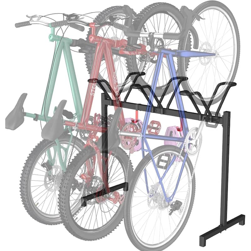 Sttoraboks Adjustable Floor Stand for Bikes, Max Tire Width 2.5", Black - For 3 Bikes