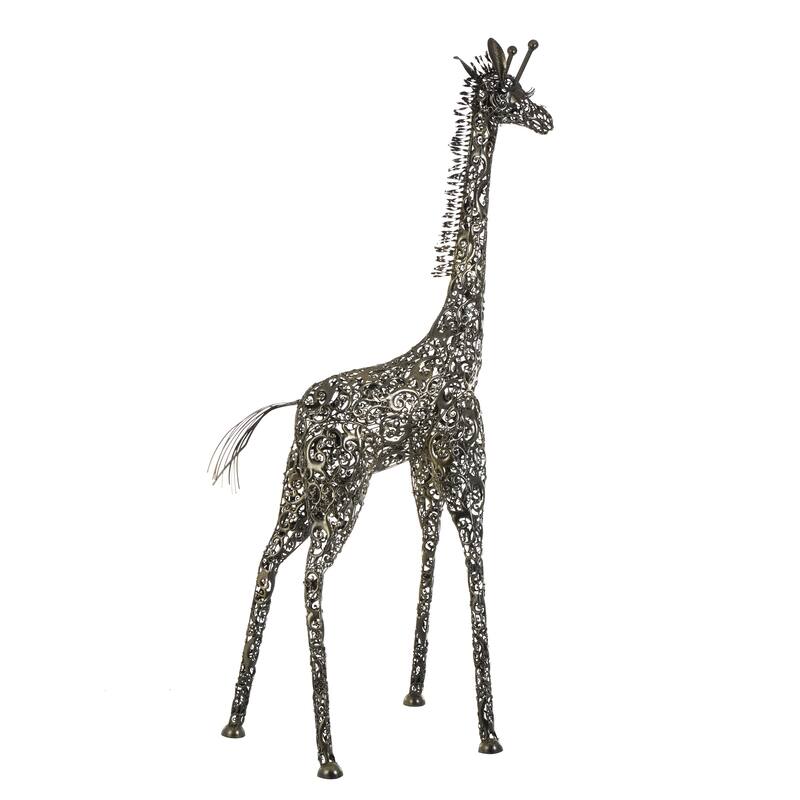 Vibrant Handmade Safari Animal Sculpture Collection - Wood or Metal Elephant & Giraffe for Indoor & Outdoor Decor