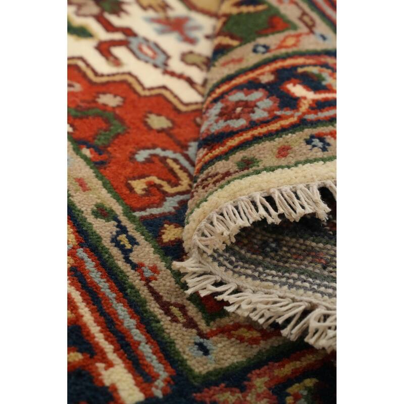 Hand Knotted Oriental 100% Wool Carpet Traditional Medallion Beige & Ivories Heriz (serapi) Area Rug - 5' 2'' X 2' 11''