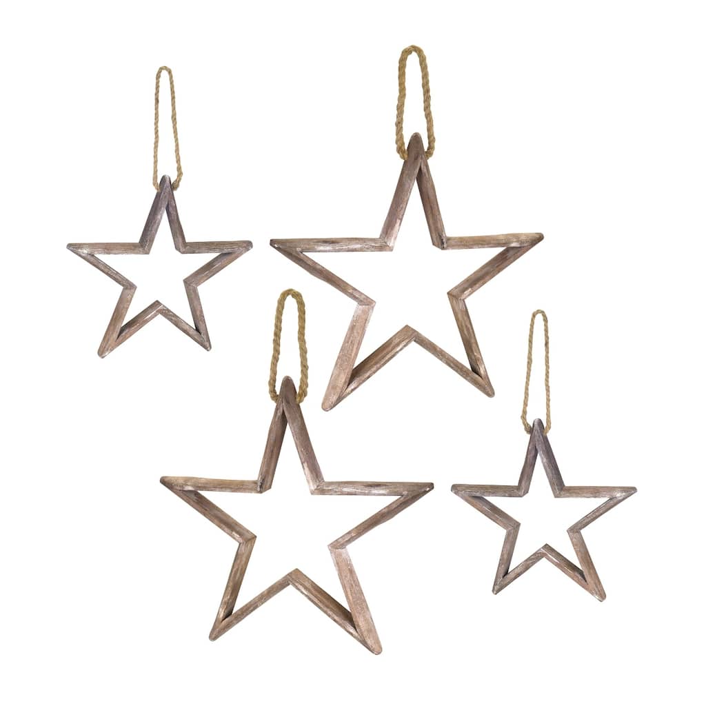 Wooden Star Christmas Ornaments - 20" - 4ct