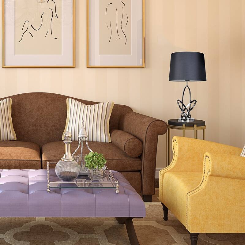 27.25 in. Chrome Finish Table Lamp with Black Shade, Sturdy Table Lamp for Living Rooms and Bedrooms