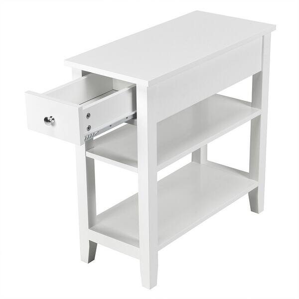 Shop 3 Tier Nightstand Bedside Table Sofa Side With Double Shelves Drawer White White Overstock 31826010