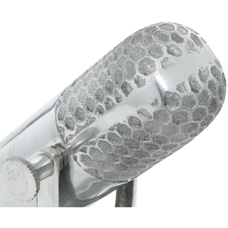 Aluminum Metal Microphone Decorative Sculpture - Silver - Roche River Decor