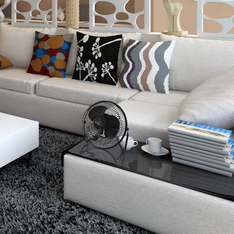 8 Inch High Velocity Three Speed Floor Fan with Tiliting Head Metal Grill