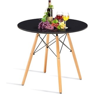 Modern 31.5inch Round Dining Table Kitchen Table,Black MDF desktop and ...