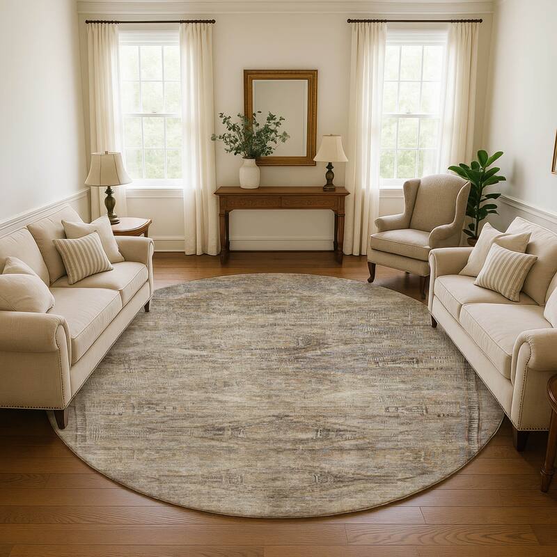 Premium Washable Super Soft Vintage Traditional Mayfield Rug - Brown - 8' x 8'