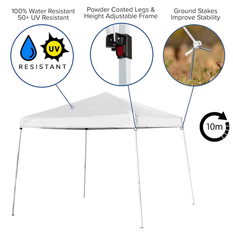 8'x8' Weather Resistant Easy Pop Up Slanted Leg Canopy Tent with Carry Bag - 8x8