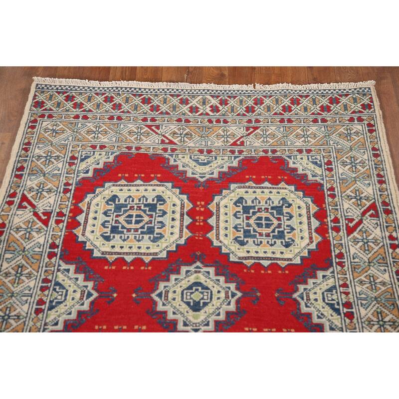 Kazak Accent Rug Hand-Knotted Wool Carpet - 3'5"x 4'10"