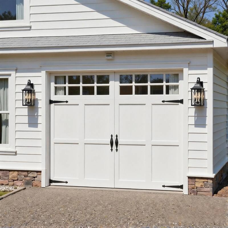 KAWOTI 2-Light Black Lantern Outdoor Sconce with Clear Glass Shade - W8.125" * H19.5" * E9"