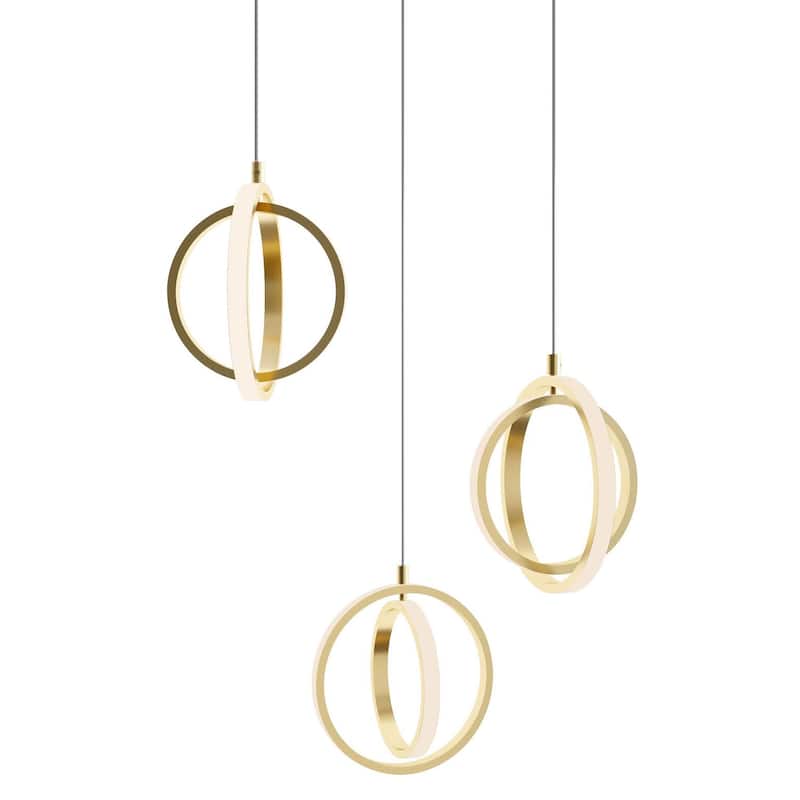 AFX LCKP09L30D1RND3 Lock 23" Wide LED Multi Light Pendant - Satin Brass