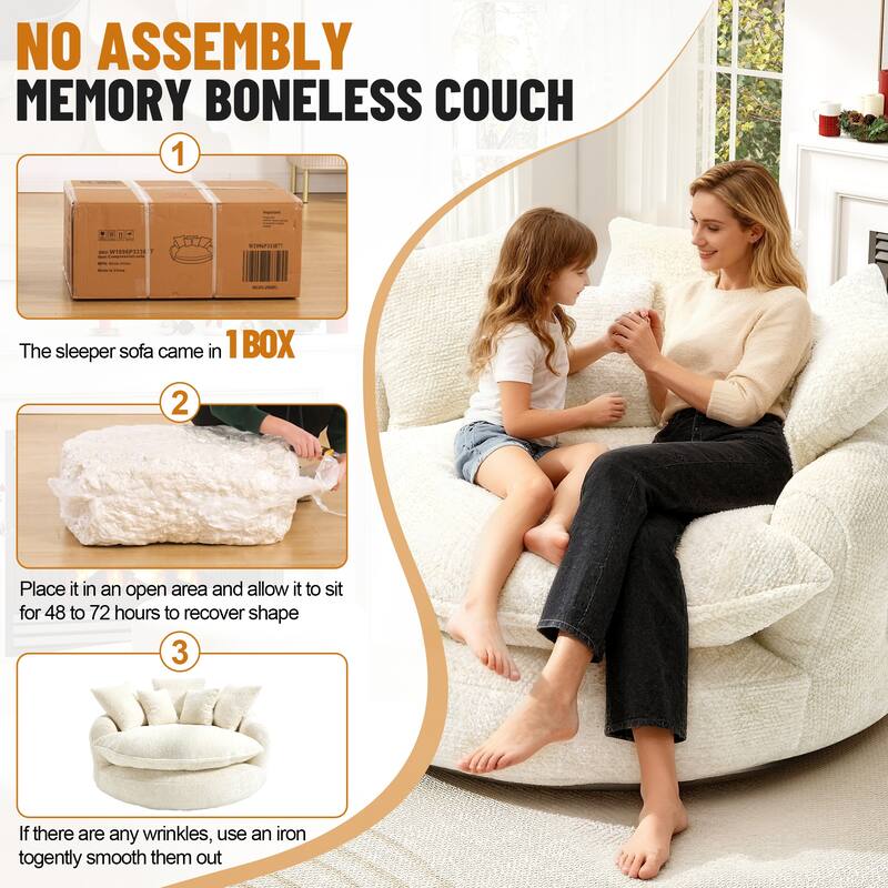 Rossetta Oversized Round Polyester Foam Chair with Pillows