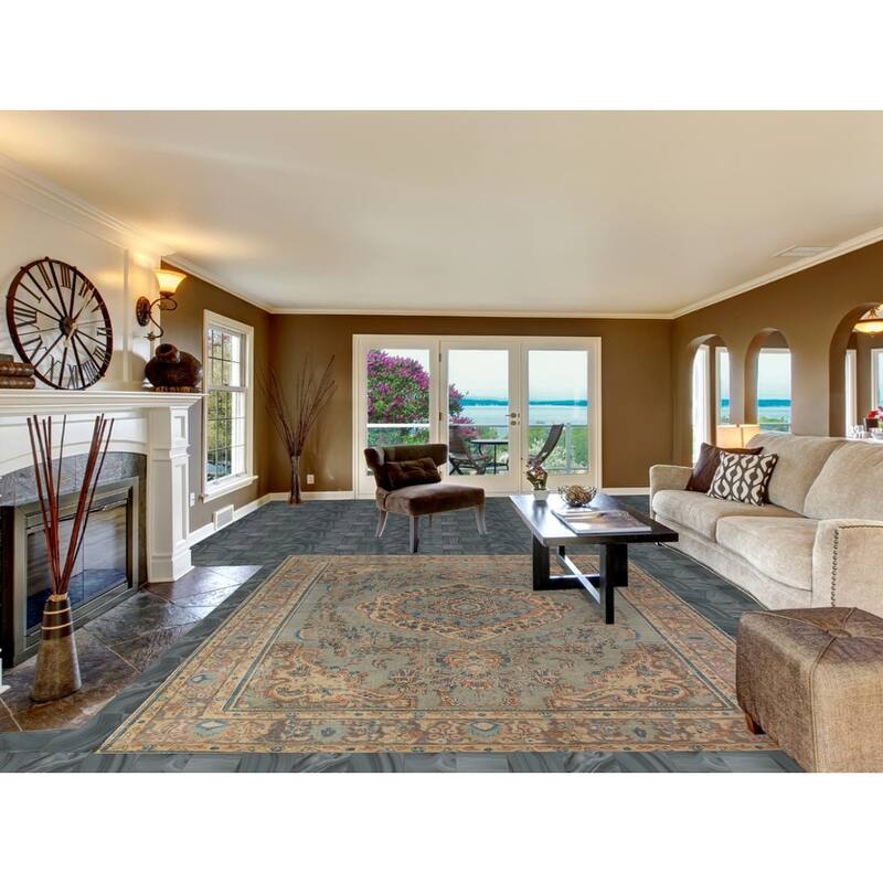 Distressed Blue Tabriz Persian Area Rug Hand-Knotted Wool Carpet - 8'1"x 11'0"