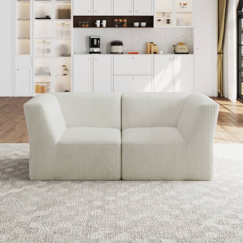 Modern Corduroy Fabric Loveseats Sofa Sectional Sofa