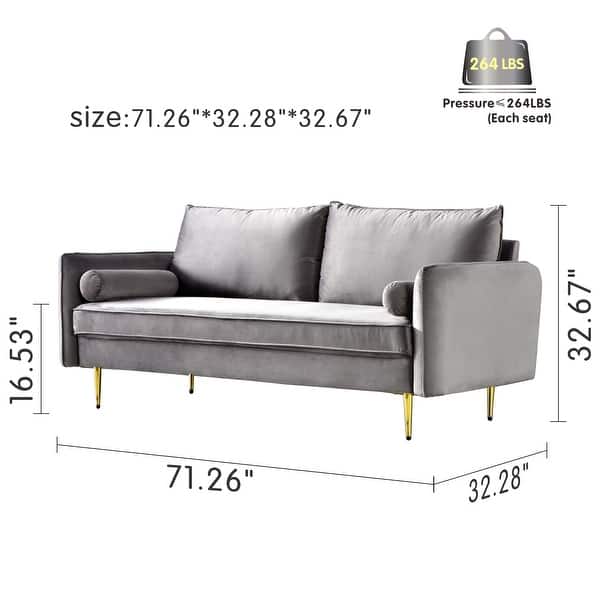 OVIOS High Back Couch,MidCentry Colorful Upholstered Sofa Metal Golden
