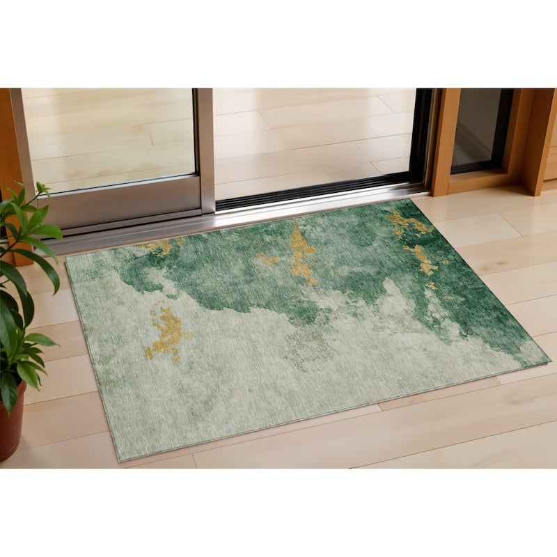 HomeRoots Abstract Transitional Rectangle Outdoor Rug - 3' x 5'