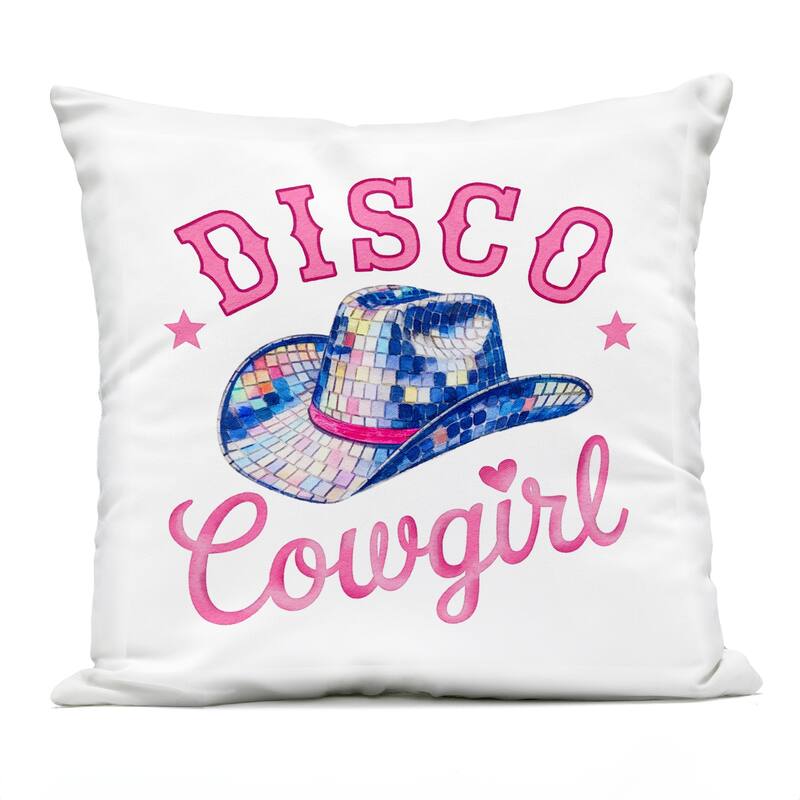 Stupell Disco Cowgirl & Hat Printed Outdoor Throw Pillow Design by Amanda Greenwood - Accent - Polyester - Blue - Single
