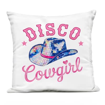 Stupell Disco Cowgirl & Hat Printed Outdoor Throw Pillow Design by Amanda Greenwood