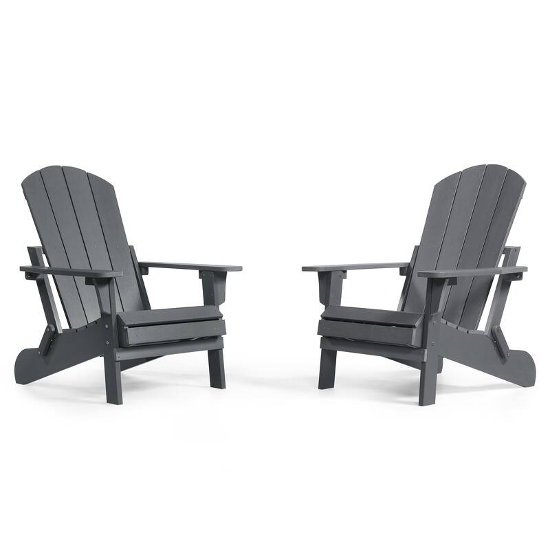 Seaton Folding Poly Adirondack Chair with Pull-out Ottoman, Set of 2