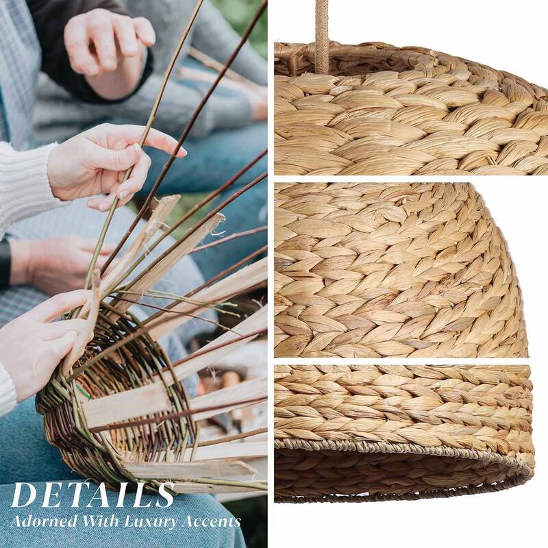 Althea Rattan Pendant Light - Natural Large Dome 1-Light Handwoven Hanging Light For Modern, Transitional, Farmhouse Room Decor