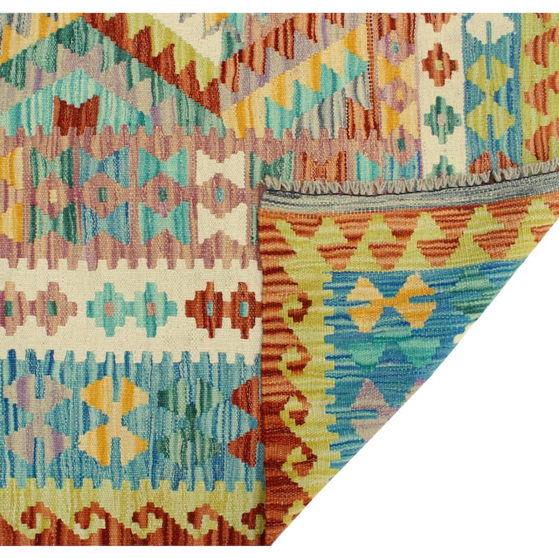 Flatweave Larry Red/Green Rug - 6'11" x 10'3"