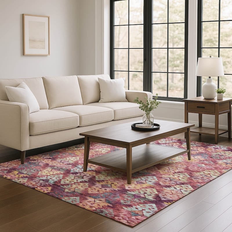 Premium Washable Super Soft Boho Medallions Mayfield Rug - Paprika - 10' x 14'