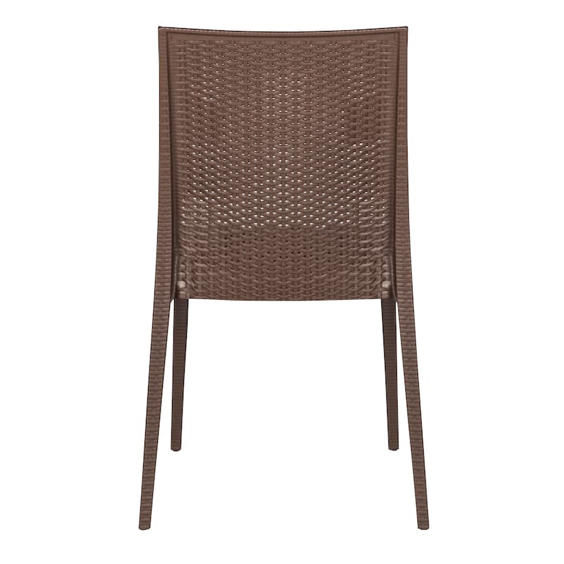 Outdoor Patio Dining Chairs, Set of 4 Stackable Polypropylene Chairs with Woven Design for Garden, Deck, or Pool