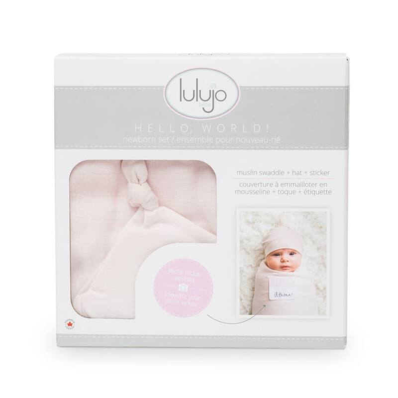 lulujo Hello World Hat & Swaddle Set