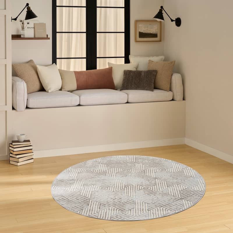 Nourison Grafix Indoor Grey Geometric Area Rug