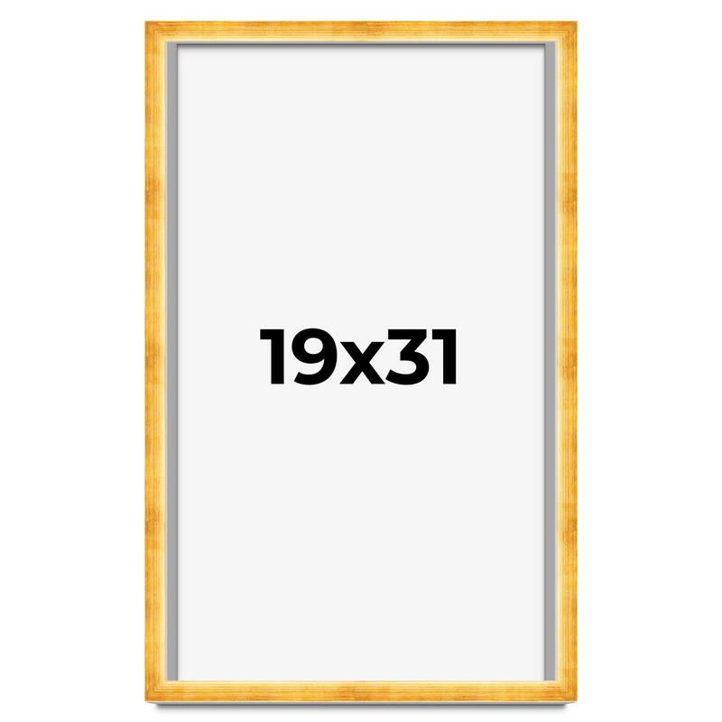 19x31 Shadow Box Frame Gold | 1.625 Inches Deep Real Wood Traditional