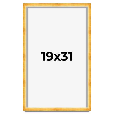 19x31 Shadow Box Frame Gold | 1.625 Inches Deep Real Wood Traditional