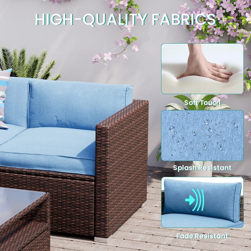 COSIEST 4-Piece Wicker Outdoor Patio Sectional Set with Coffee Table