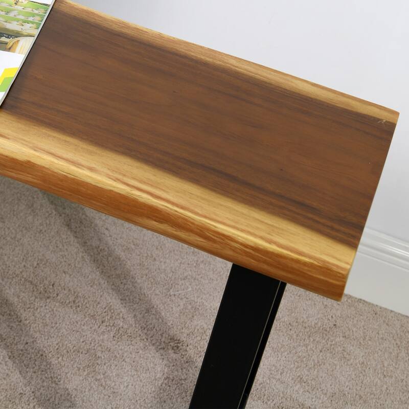 Natural Wood Rectangle Coffee Side Table 31"x14"x26" - 31"x14"x26" - Natural-2