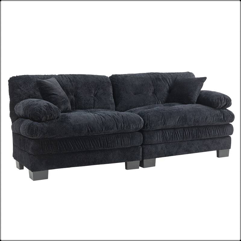 Two-seat Deep Chenille Sectional Sofa