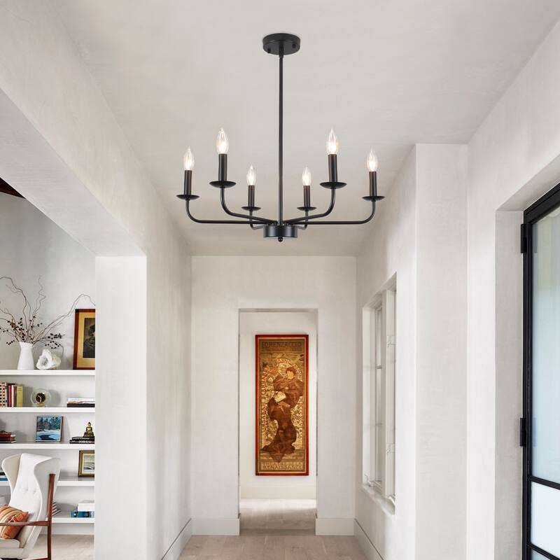 24.01 in. Modern Farmhouse Chandelier , 6-Light French Country Chandelier for Dining Room Living Room Bedroom Kitchen