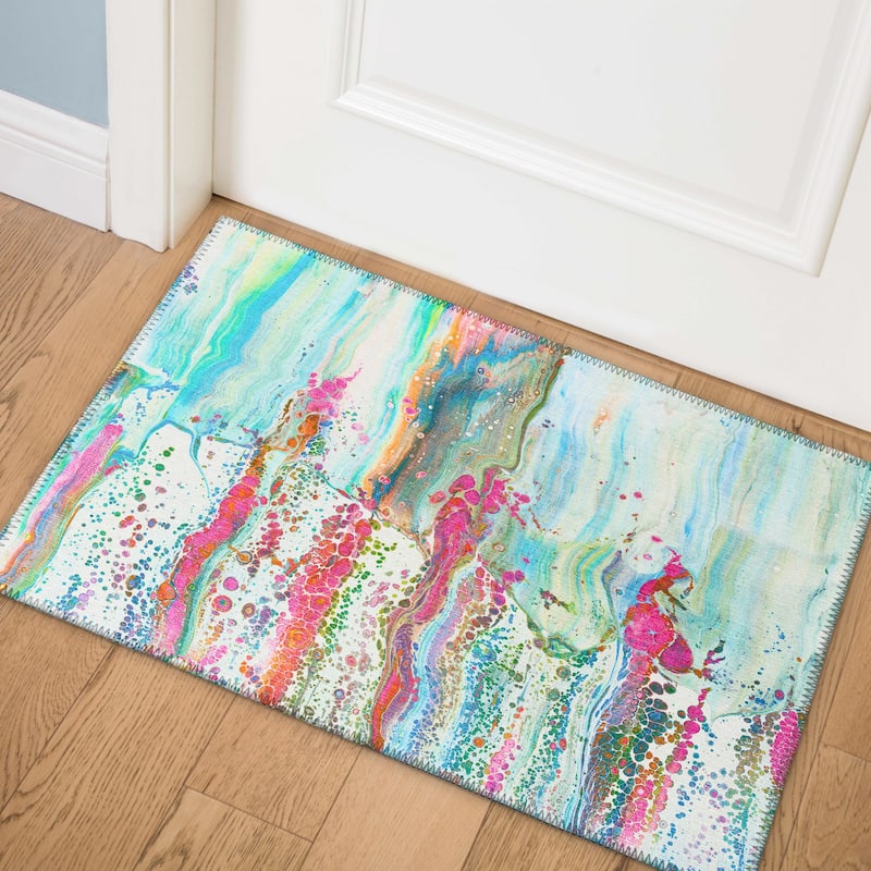 Indoor/ Outdoor Addison Karina Abstract Washable Area Rug - 1'8" x 2'6" - Melody