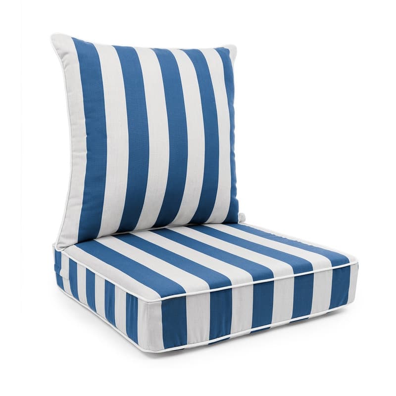 Sherry Kline Indoor/Outdoor Cabana Stripe Deep Seat Cushion (Seat & Back) - Navy/White