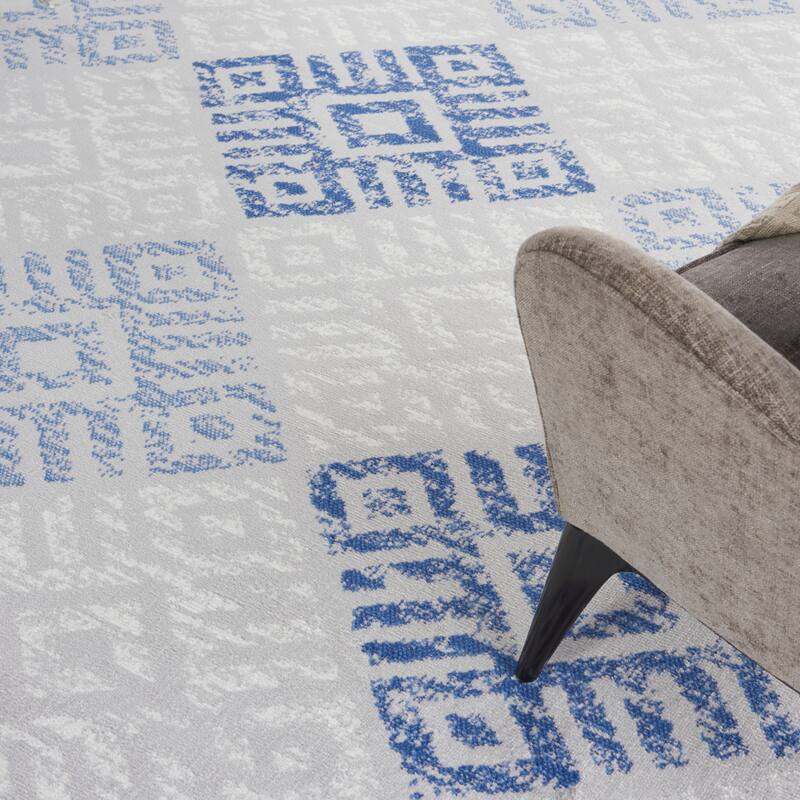 Nourison Whimsicle Boho Geometric Grey Blue Area Rug