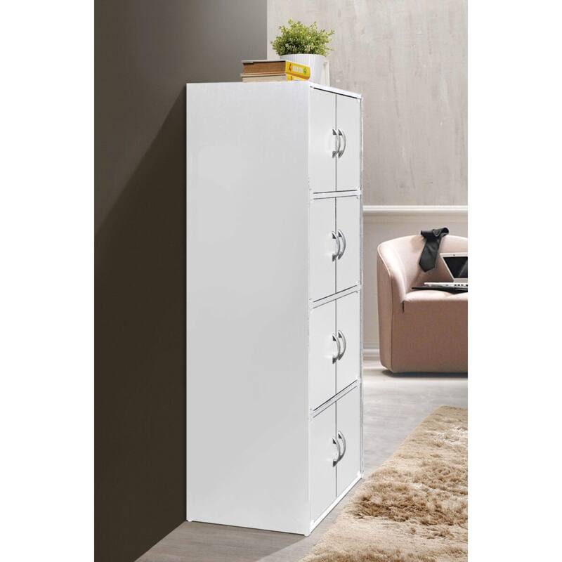 54" White Multi-Purpose Bookcase Cabinet with Doors