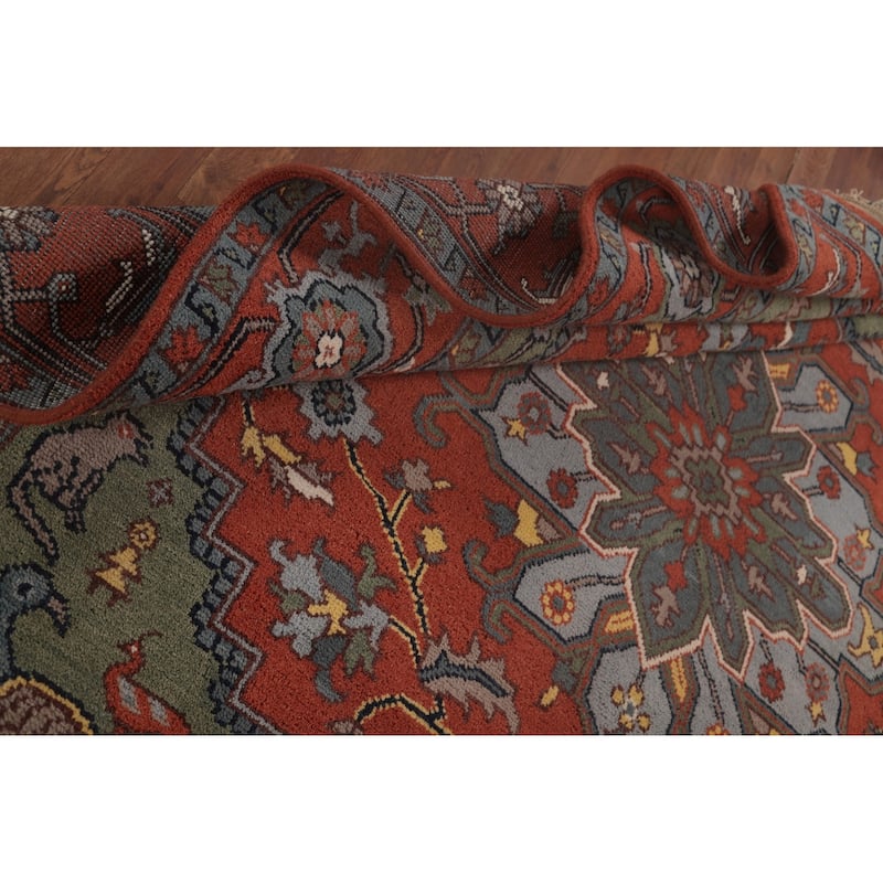 Traditional Orange Ziegler Area Rug Hand-Knotted Wool Carpet - 8'0"x 9'11"