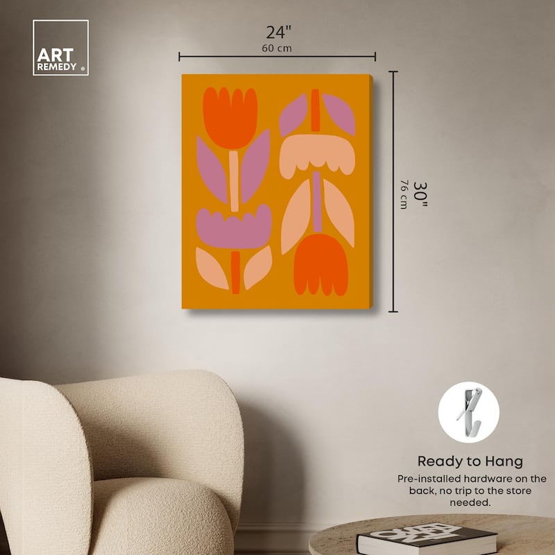 Tulips in Ochre Land Canvas by Art Remedy, Gallery Wrapped