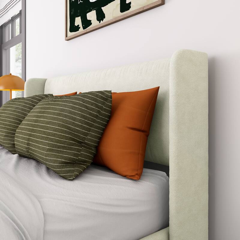 Max and Lily Full-Size Upholstered Bed with Rectangular Headboard
