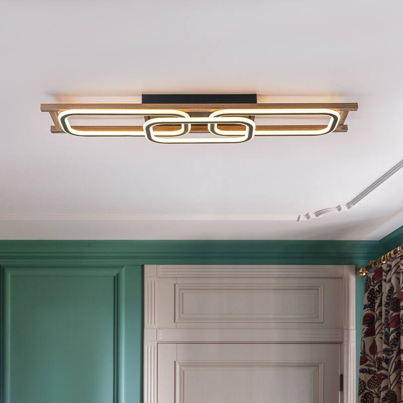 Modern Farmhouse Rectangle LED Semi Flush Mount