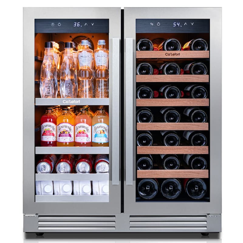30 Inch 33 Bottle Wine 80 Can Beverage French Door Cooler